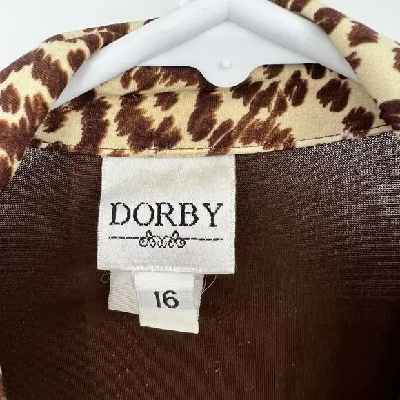 Miss Dorby Blouse Brown Animal Print Plus Size 16 Boho Business Casual - Picture 4 of 10